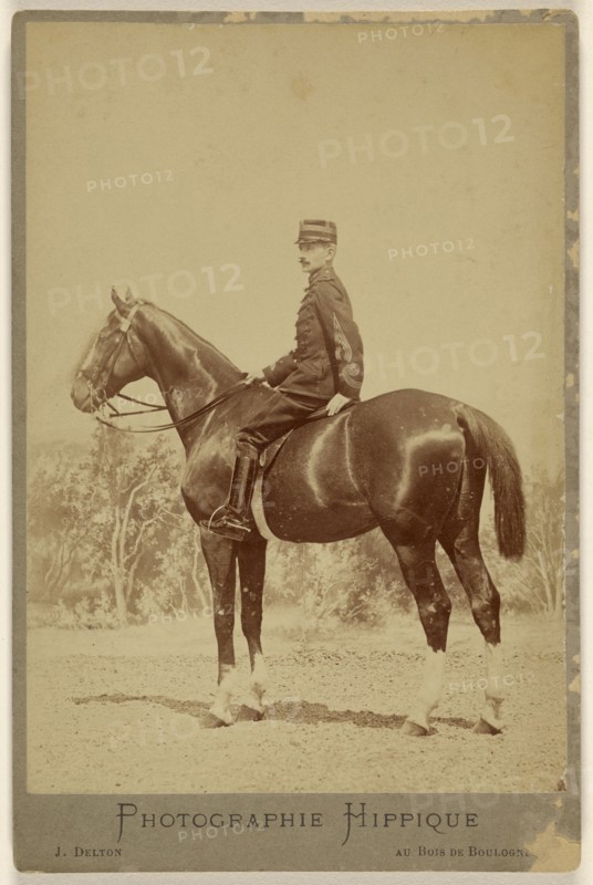 French soldier on horseback; Louis-Jean Delton, French, 1807 - 1891, 1870s; Albumen silver print