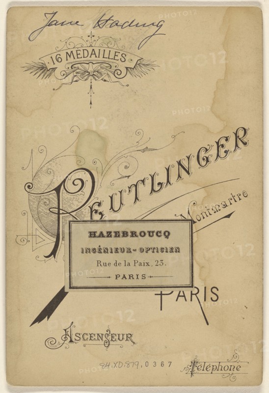 Jane Hading; Emile Auguste Reutlinger, French, 1825 - 1907, about 1895; Gelatin silver print
