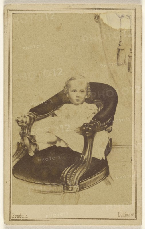 Copy of a painting of a little girl seated in an armchair; Bendann Brothers, American, active 1850s - 1873, about 1869; Albumen