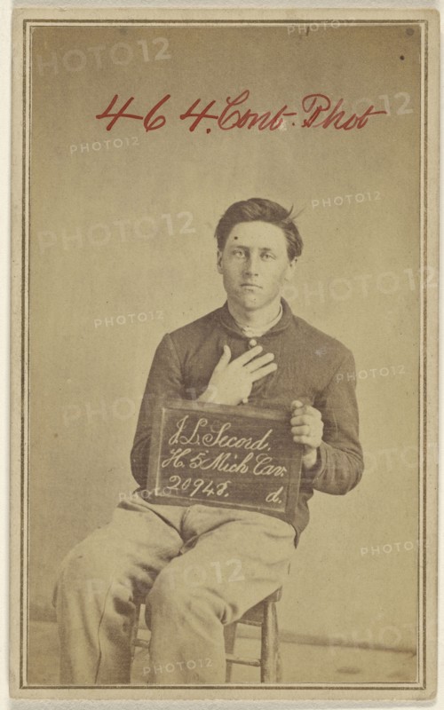 J.L. Secord. H.5. Mich Cav. 20948. d. Civil War victim; Attributed to William H. Bell, American, 1830 - 1910, about 1865