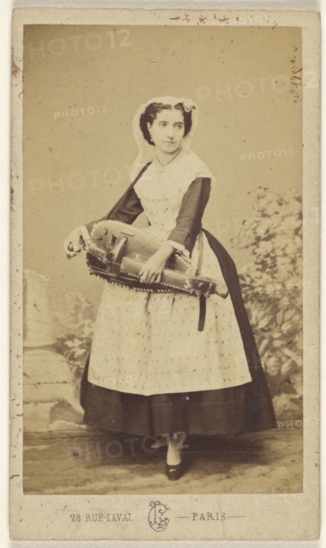 Victoria, francaise  woman holding a hurdy-gurdy; Leon Crémière & Cie; about 1868; Albumen silver print
