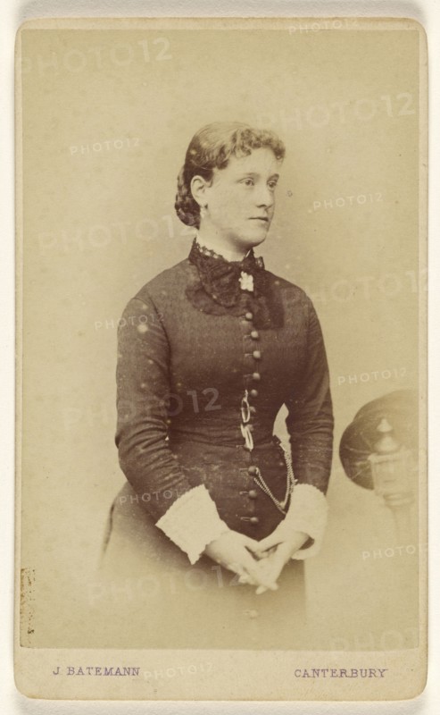 woman with hands together, standing; J. Bateman, British, active 1860s, October 10, 1878; Albumen silver print
