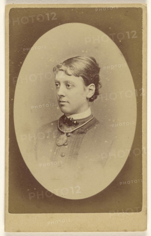 woman in 3,4 profile, in quasi-oval style; R.F. Barnes, British, about 1823 - 1898, December 23, 1877; Albumen silver print