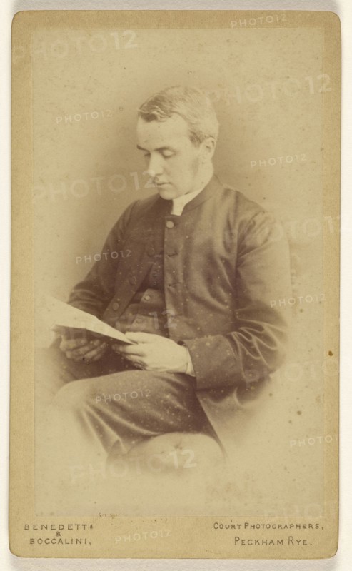 man reading while seated; Benedetti & Boccalini; 1860s; Albumen silver print