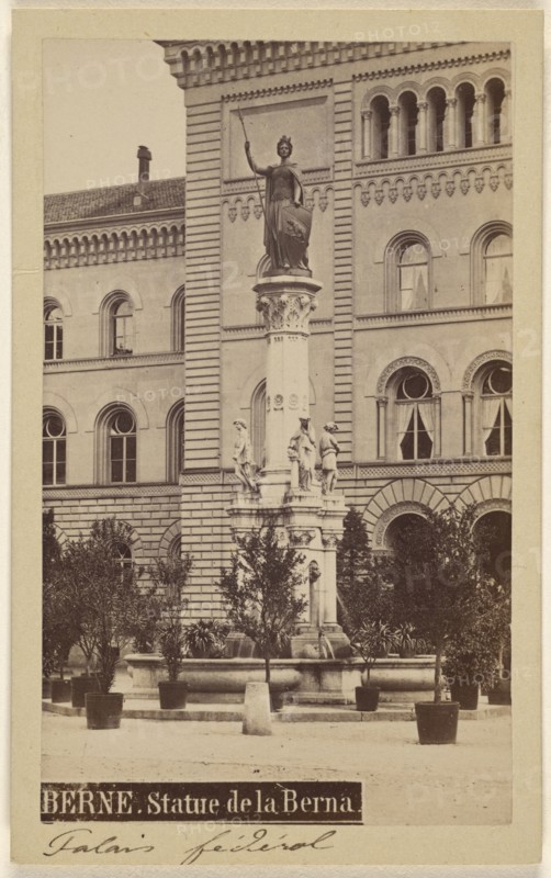 Berne. Statue de la Berna. Palais federal; M. Vollenweider, Swiss, active Bern, Switzerland 1860s - 1870s, about 1865; Albumen