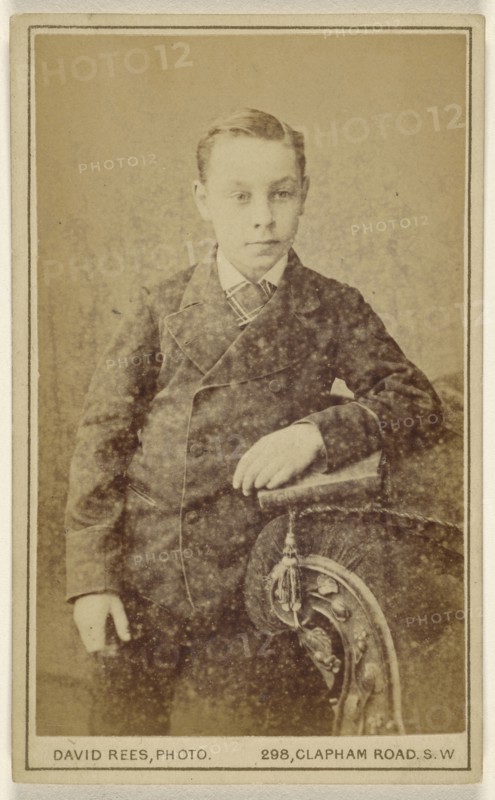 well-dressed young boy; David Rees, British, active London, England 1860s, about 1875; Albumen silver print