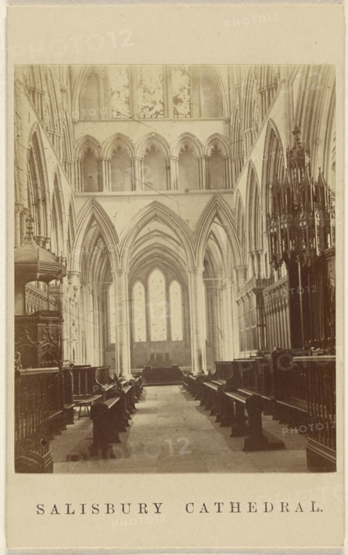 Salisbury Cathedral. Choir; British; about 1865; Albumen silver print