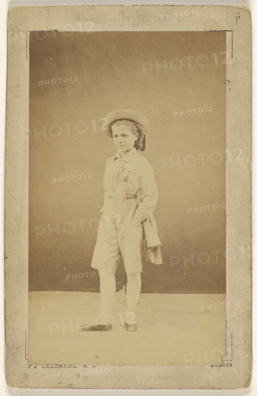 boy wearing a hat, standing; Delbarre et Cie; about 1868; Albumen silver print