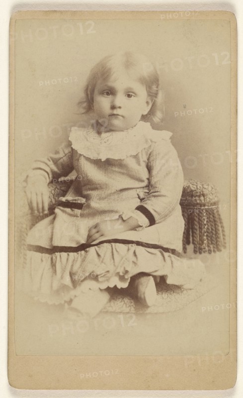 Aunt Nelle Cushera, Robbins, little girl, seated; Bishop & Company; about 1865; Albumen silver print