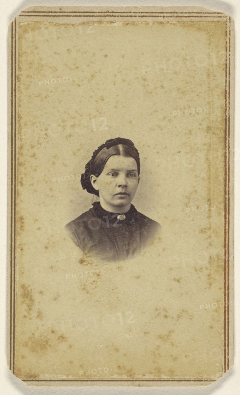 woman, in vignette-style; S.G. Sheaffer, American, active Hanover, Pennsylvania 1860s - 1870s, 1865 - 1870; Albumen silver