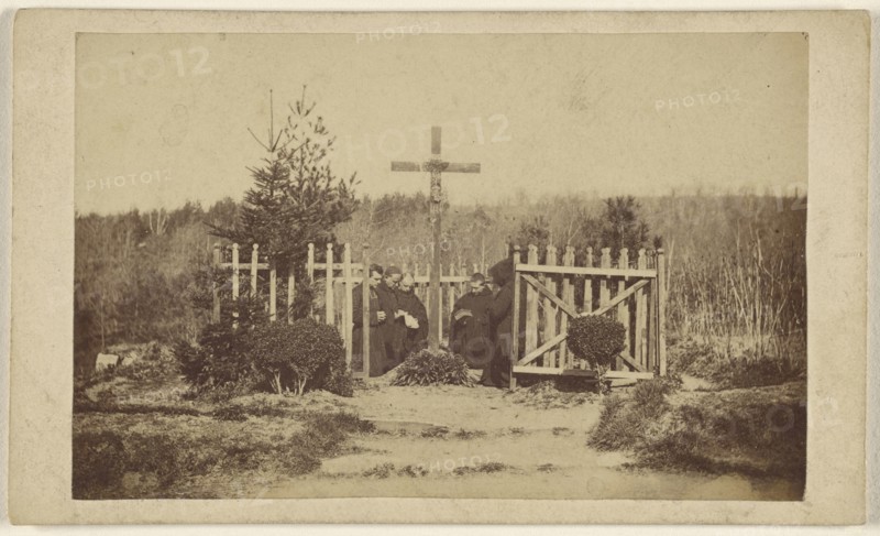 Priests at Sainte Marie de la Pierre-qui-Vire; French; 1860s; Albumen silver print
