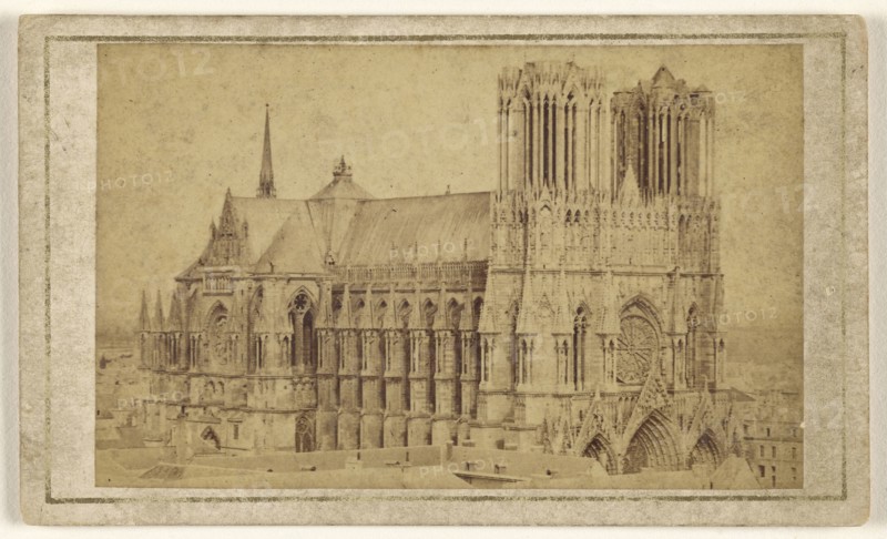 Cathedral at Reims; Borderia, French, active 1880s, 1865 - 1870; Albumen silver print