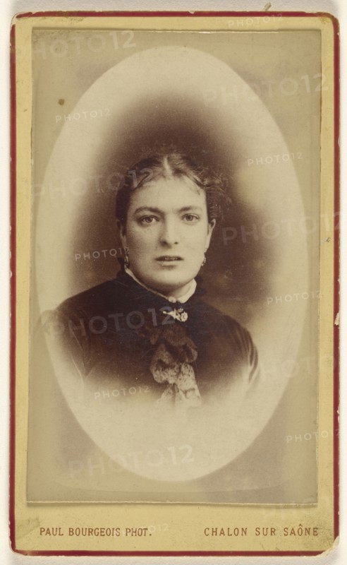 woman, printed in vignette & quasi-oval style; Paul Bourgeois, French, active 1900s, 1870s; Albumen silver print