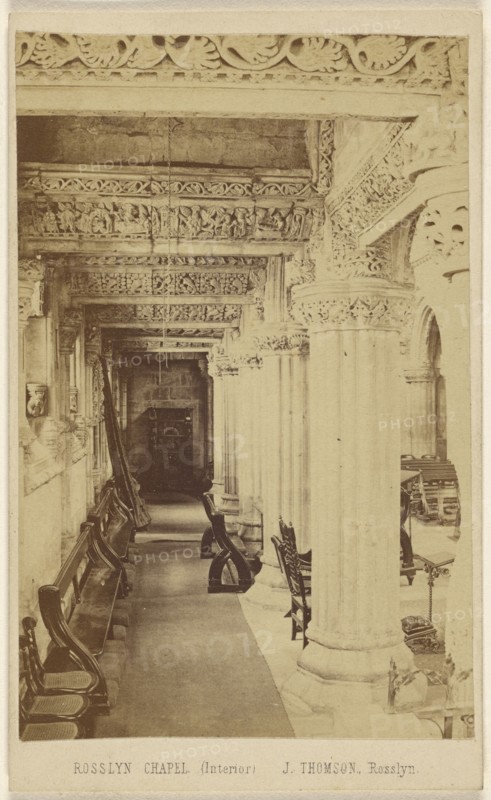 Rosslyn Chapel, Interior, John Thomson, Scottish, 1837 - 1921, about 1865; Albumen silver print