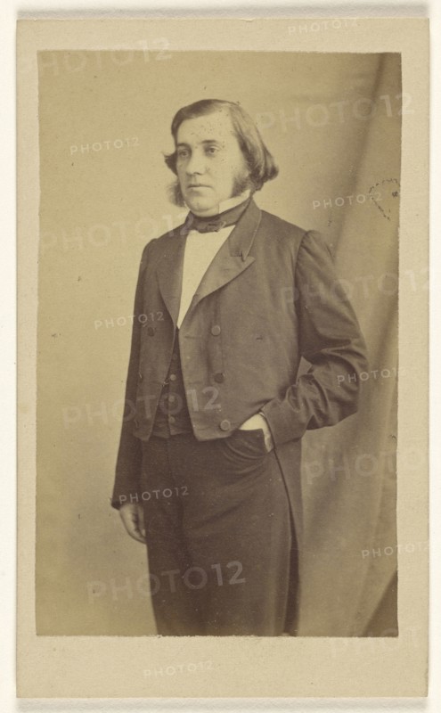 man with muttonchops, standing; Bailly & Maurice; 1865 - 1875; Albumen silver print