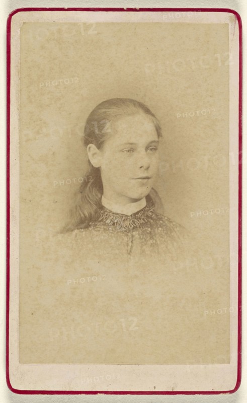 little girl, printed in vignette-style; C.J. Hopkins, British, active Epsom, England 1870s, 1865 - 1870; Albumen silver print