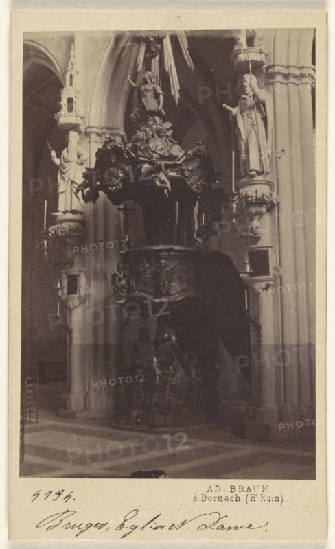 Bruges, Eglise N. Dame; Adolphe Braun, French, 1812 - 1877, 1865 - 1870; Albumen silver print