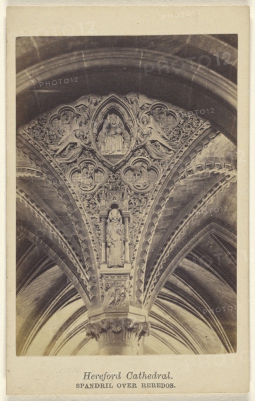 Hereford Cathedral. Spandril over Reredos; Ladmore, British, active Hereford, England 1860s, 1865 - 1870; Albumen silver print