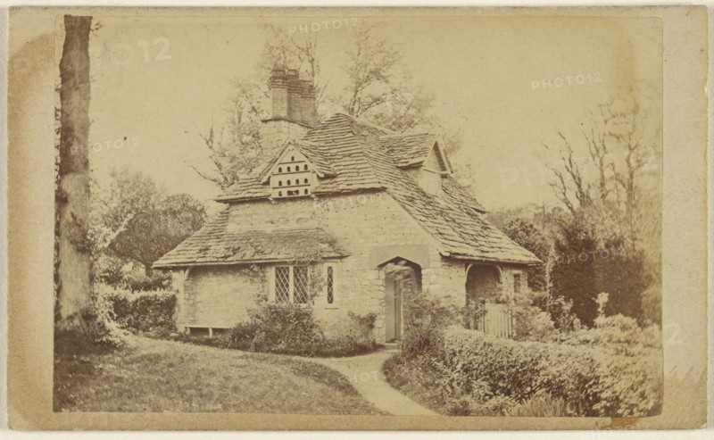 Residence of Thomas Roberts at Wodenethe Fish Kill on Hudson N.Y. exterior view of Rose Cottage, Blaise Hamlet; American; 1865