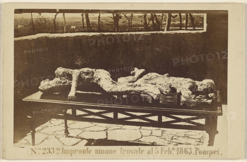 Impronte mnane trovate al 5 Feb 1863. Pompei; Sommer & Behles, Italian, 1867 - 1874, February 3, 1863; Albumen silver print
