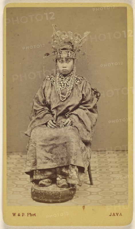 Javanese woman wearing an ornate headdress, seated; Woodbury & Page, British, active 1857 - 1908, 1870s; Albumen silver print