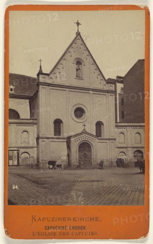 Kapuziner Kirche, Capuchine Church; Oscar Kramer, Austrian, 1835 - 1892, 1870 - 1875; Albumen silver print