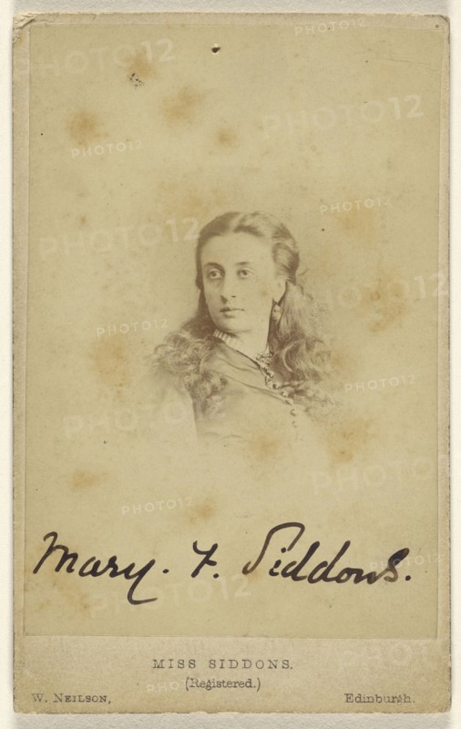 Miss Mary F. Siddons; W. Neilson, Scottish, active Edinburgh, Scotland 1860s - 1870s, 1862 - 1865; Albumen silver print