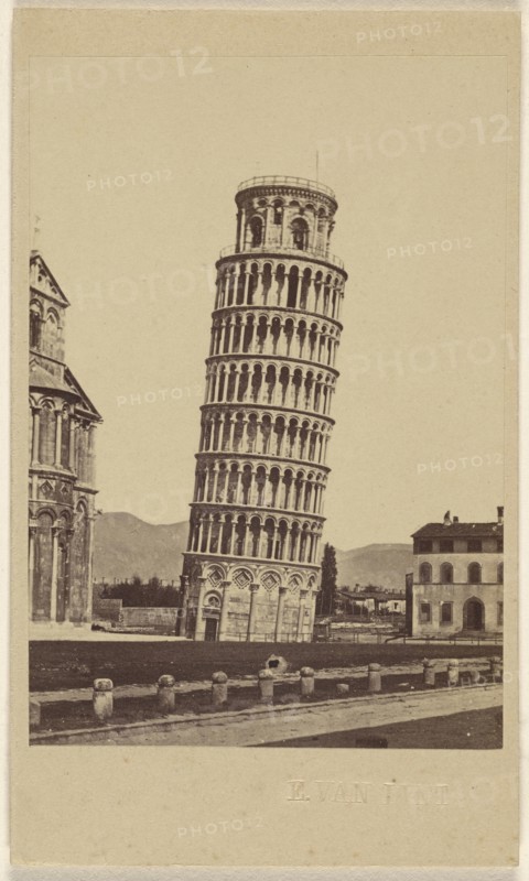 Leaning Tower of Pisa. 22 March 67. An incline of 13 feet from the perpendicular; Enrico Van Lint Italian, active Pisa, Italy