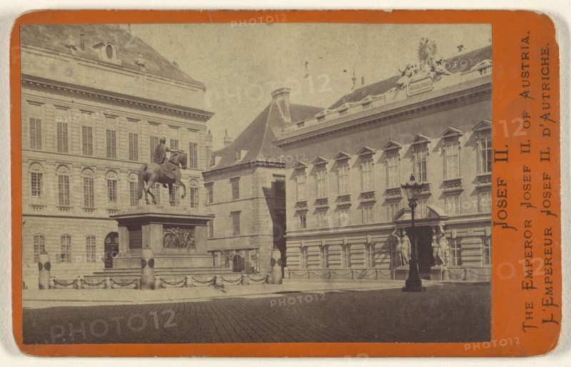 Josef II. statue in  town square; Oscar Kramer, Austrian, 1835 - 1892, about 1865; Albumen silver print