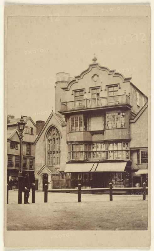Example of domestic architecture at Exeter, England; Arthur Dawe, British, active 1860s, 1865 - 1870; Albumen silver print