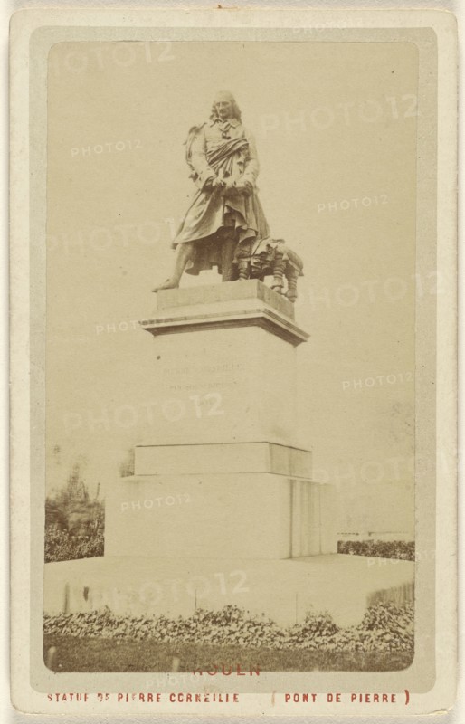Rouen. Statue de Pierre Corneilie, Pont de Pierre, Le Comte, French, active Rouen, France 1860s, 1865 - 1870; Albumen silver