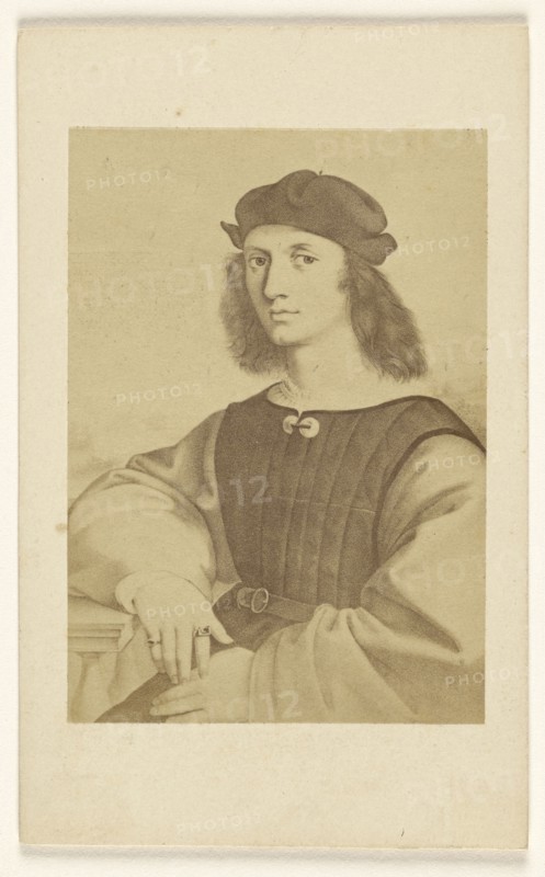 Copy of an  ca. 15th - 16th century painting of a man with long hair seated; Fratelli Alinari, Italian, founded 1852, 1865