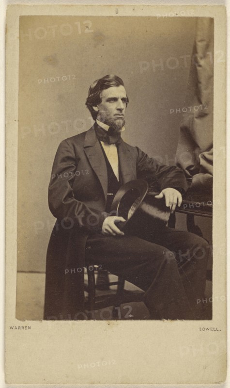 Man seated, holding a top hat; George Kendall Warren, American, 1834 - 1884, 1862 - 1870; Albumen silver print