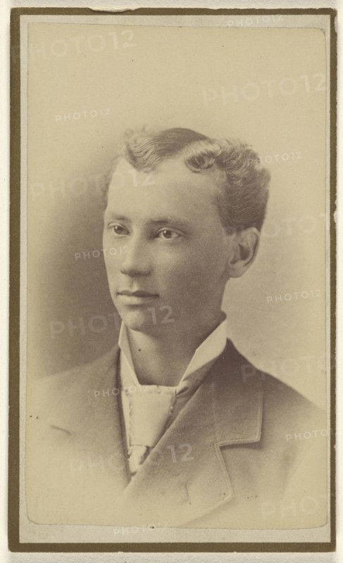 young man, printed in vignette-style; Mayes & Bell; about 1878; Albumen silver print