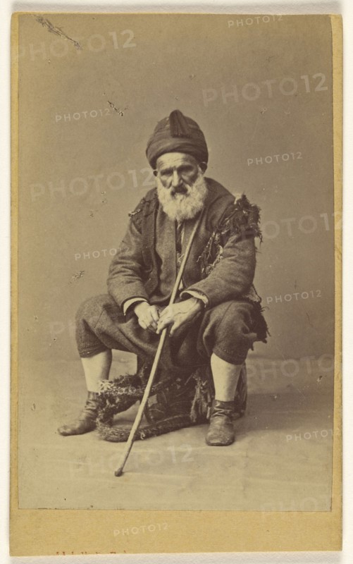 Hamal and Bekji. old white bearded man in native costume, seated; Abdullah Frères, Armenian, active 1860s - 1890s, 1870 - 1880