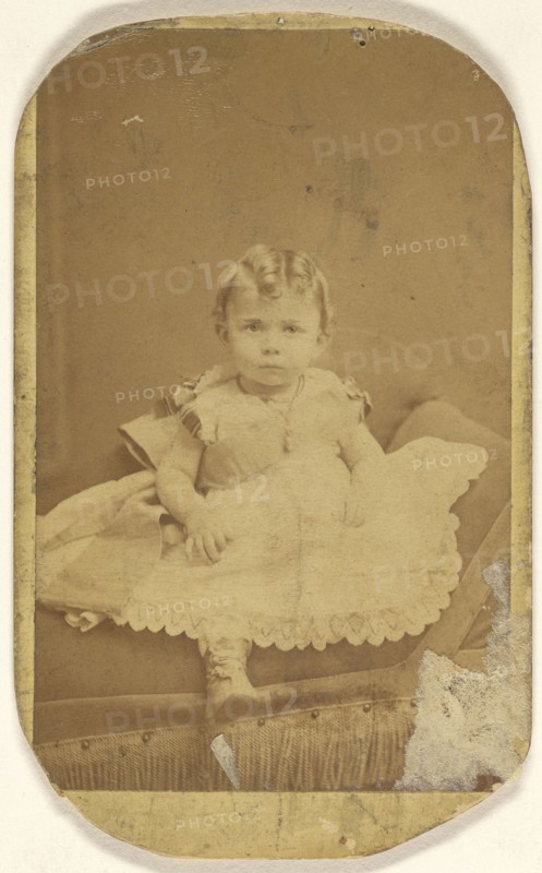 infant girl, seated; Gustav A. Flach, American, active 1860s, about 1880; Albumen silver print