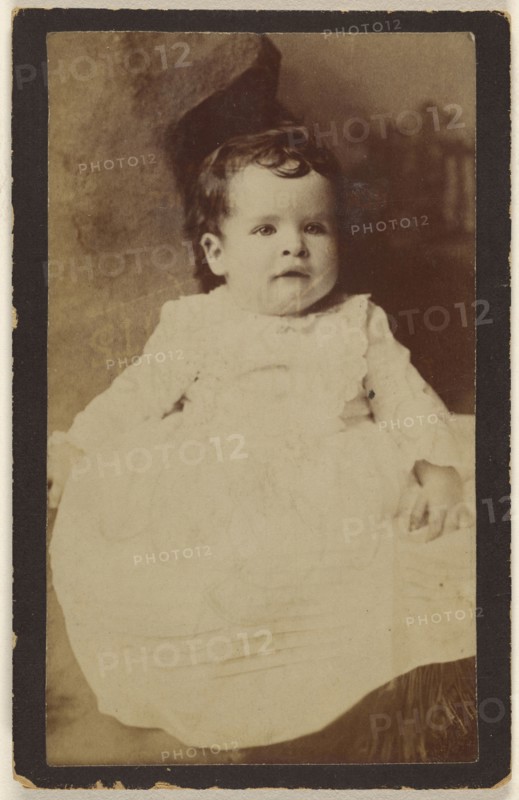 baby, seated; Gustav A. Flach, American, active 1860s, about 1880; Albumen silver print