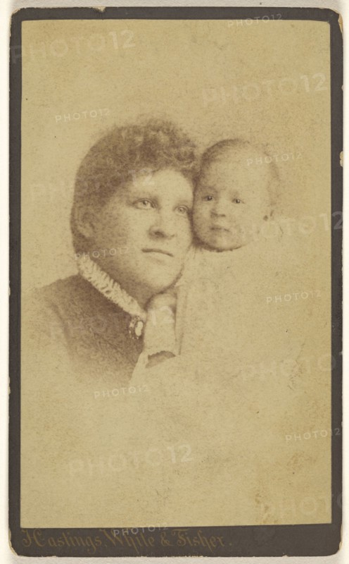 mother and child, printed in vignette-style; Hastings & White & Fisher; about 1885; Albumen silver print