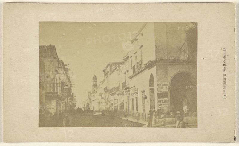 View of street in an  town, possibly in Spain; Georges Numa, French, active 1880s, 1865 - 1875; Albumen silver print