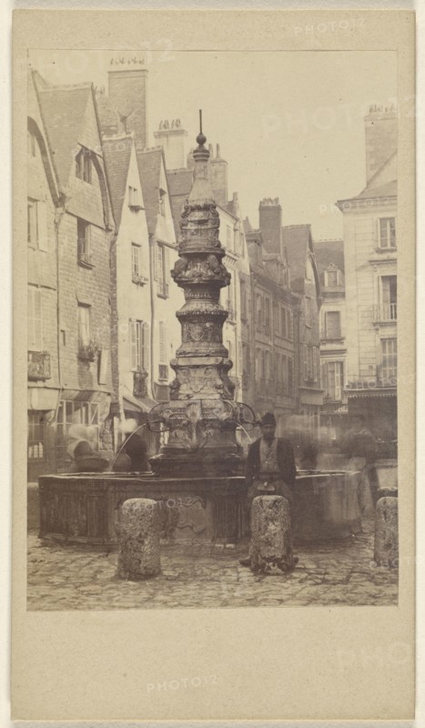 Fontaine du marche, Tours; French; 1865 - 1875; Albumen silver print