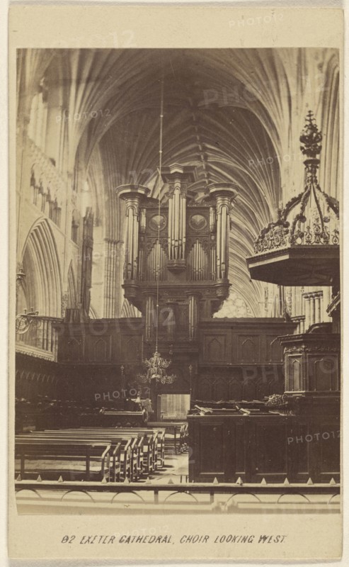 Exeter Cathedral, Choir Looking West; William Spreat, British, active Exeter, England 1860s, November 27, 1865; Albumen silver