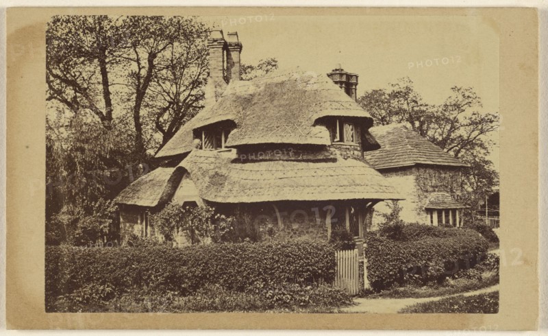 Exterior view Circular Cottage, Blaise Hamlet; British; 1867; Albumen silver print