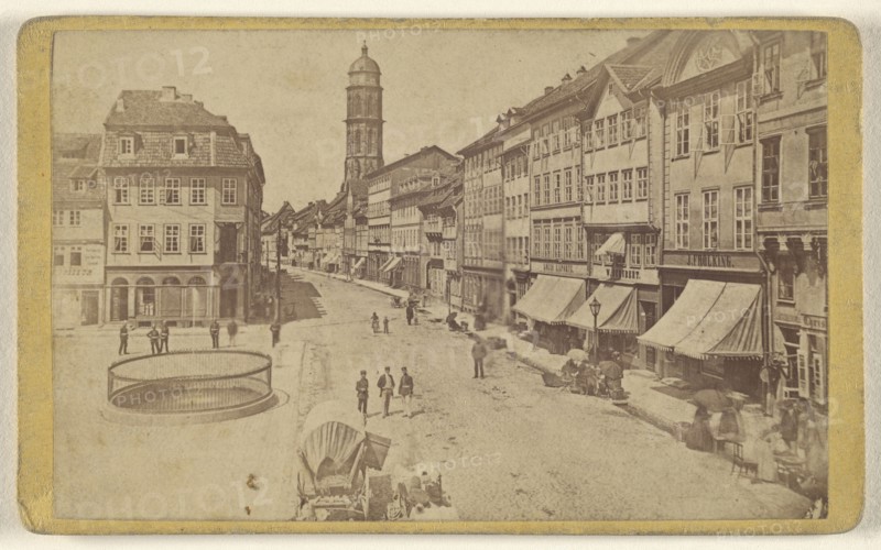 View of a main street at Gottigen, Germany; H. Hoyer, German, active Göttingen, Germany 1850s - 1860s, about 1880; Albumen