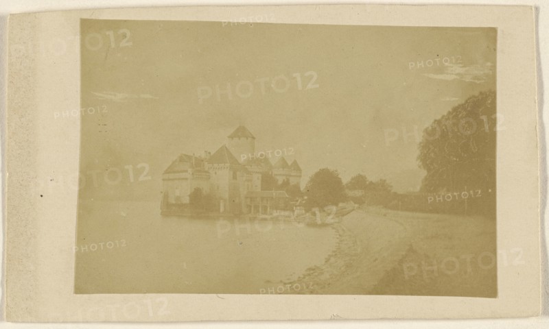 Castle Chillon, Lake Geneva; Attributed to Swiss; 1862 - 1864; Albumen silver print
