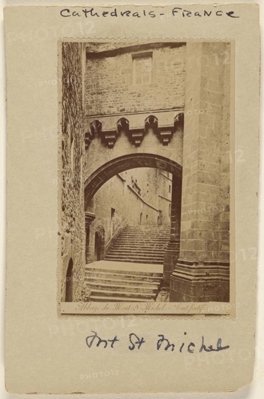 Abbaye du Mont St. Michel - Pont fortifie; French; about 1894; Albumen silver print
