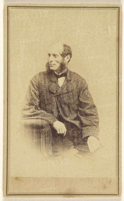 man with long, bushy muttonchops, seated in a chair with tassels; Alexander Gardner, American, born Scotland, 1821 - 1882