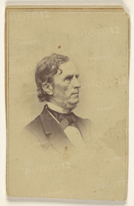 man with graying beard, no moustache, in profile, printed in vignette-style; Studio of Mathew B. Brady, American, about 1823