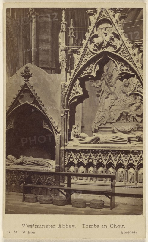 Westminster Abbey. Tombs in Choir; George Washington Wilson, Scottish, 1823 - 1893, 1864 - 1865; Albumen silver print