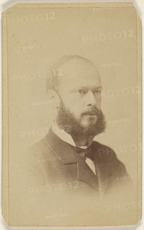 bearded man, printed in vignette-style; Penton, American, active Buffalo, New York 1860s, 1865-1875; Albumen silver print