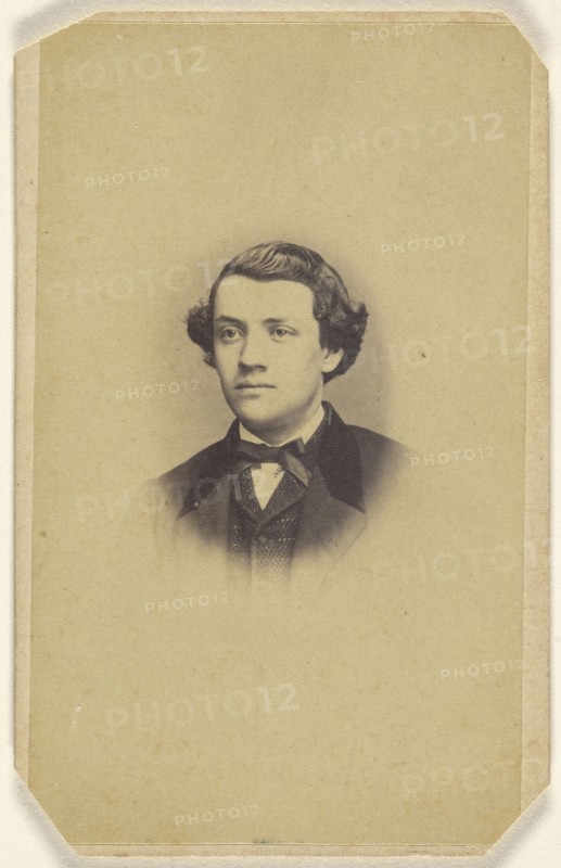 young man, printed in vignette-style; Morris Moses, American, active Trenton, New Jersey 1850s - 1870s, 1870 - 1875; Albumen